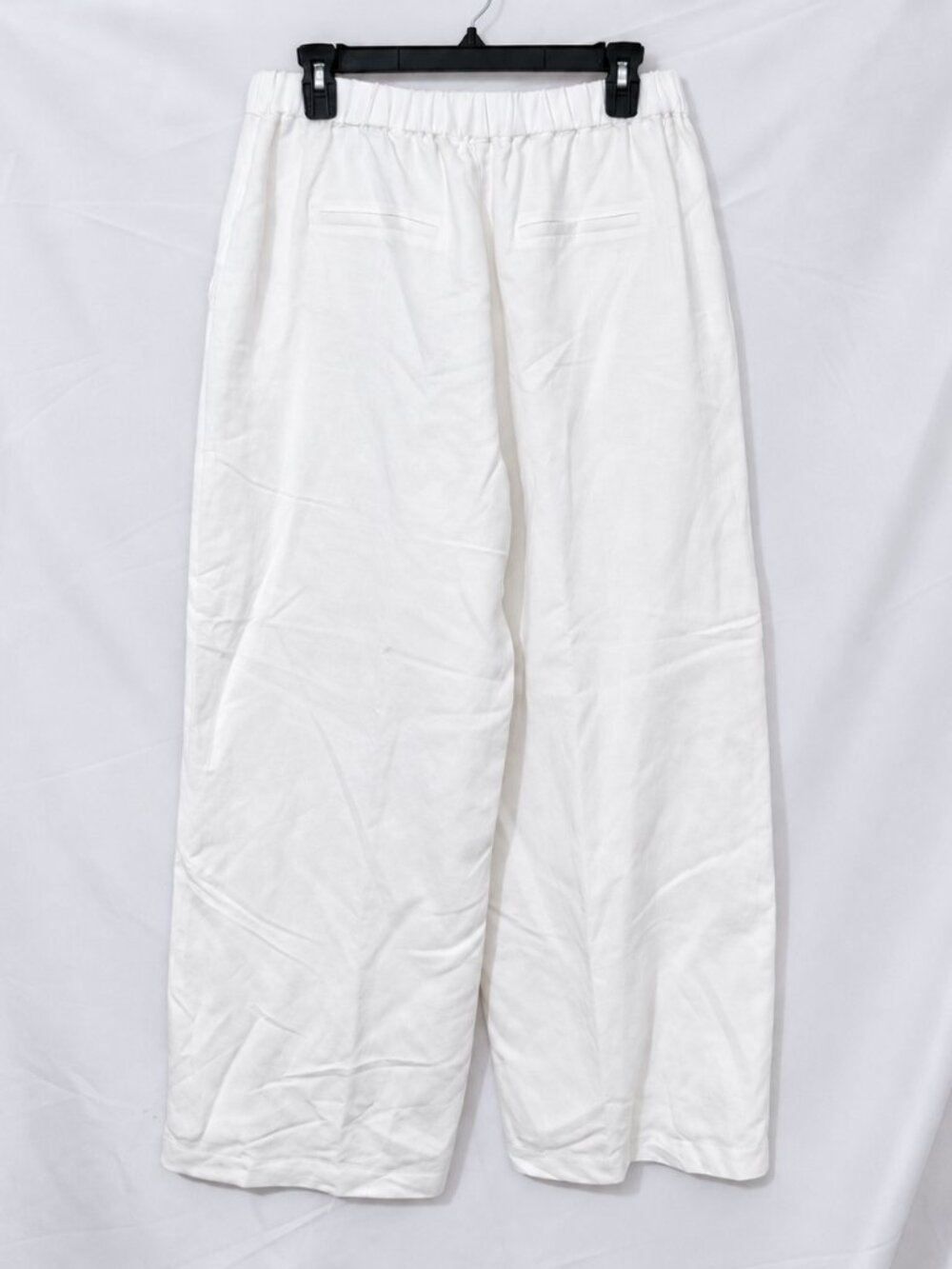 MAYE Estella Linen Blend Wide Leg Pants Ivory White Elastic Waist M - Picture 5 of 15